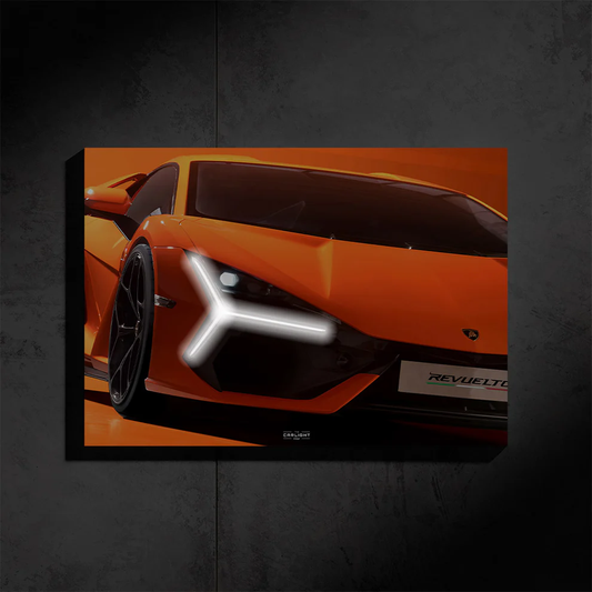 Lamborghini Revuelto Neon Poster – White LED Edition